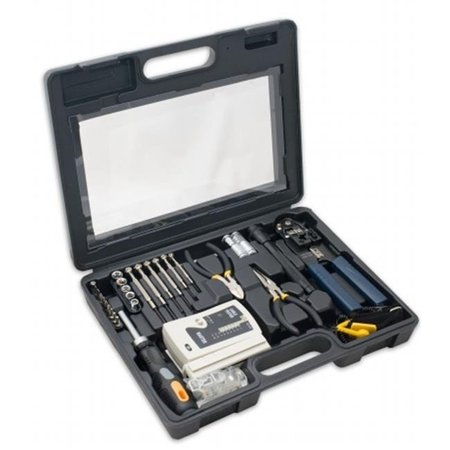 SKILLEDPOWER Accessory 50 Piece Computer Network Installation Tool Kit with Multi-Module Cable Tester SK37967